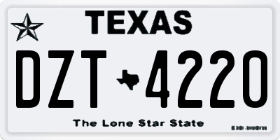 TX license plate DZT4220