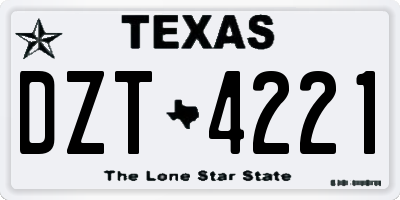 TX license plate DZT4221