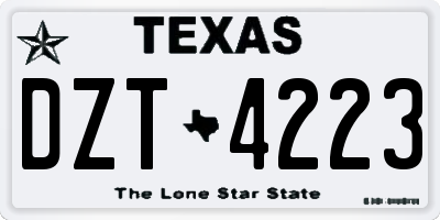 TX license plate DZT4223