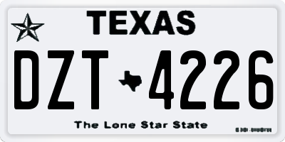 TX license plate DZT4226