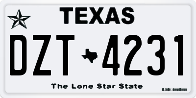 TX license plate DZT4231