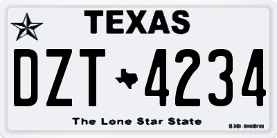 TX license plate DZT4234