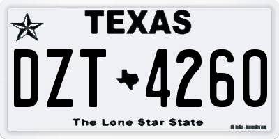 TX license plate DZT4260
