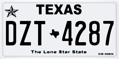 TX license plate DZT4287