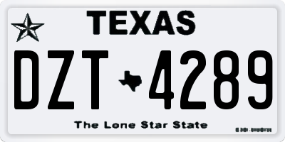TX license plate DZT4289