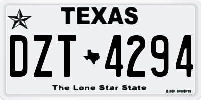 TX license plate DZT4294