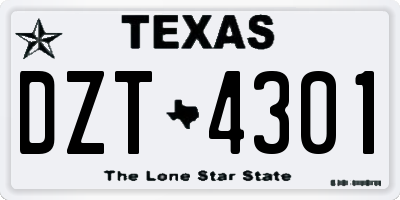 TX license plate DZT4301