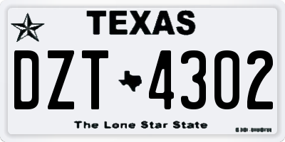TX license plate DZT4302