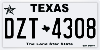 TX license plate DZT4308