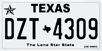 TX license plate DZT4309