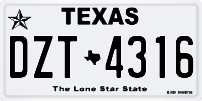 TX license plate DZT4316