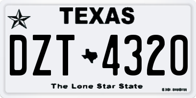 TX license plate DZT4320
