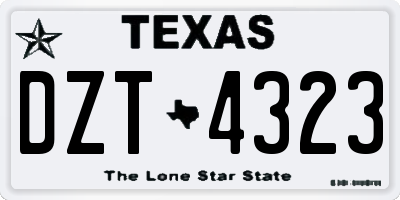 TX license plate DZT4323