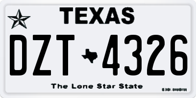 TX license plate DZT4326