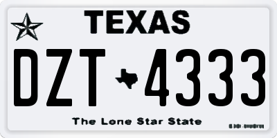 TX license plate DZT4333