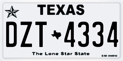 TX license plate DZT4334