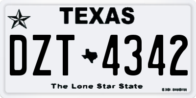 TX license plate DZT4342