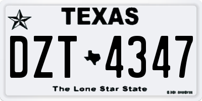 TX license plate DZT4347