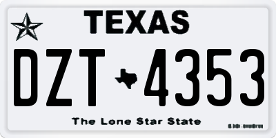 TX license plate DZT4353