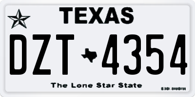 TX license plate DZT4354