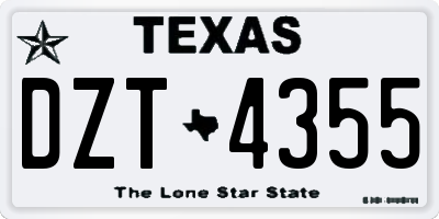 TX license plate DZT4355