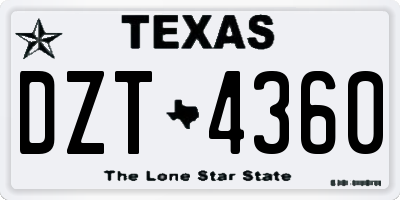 TX license plate DZT4360