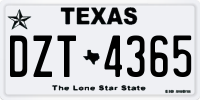 TX license plate DZT4365