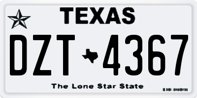 TX license plate DZT4367