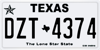TX license plate DZT4374
