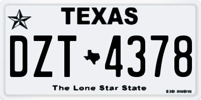 TX license plate DZT4378