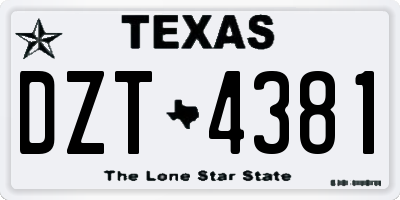 TX license plate DZT4381