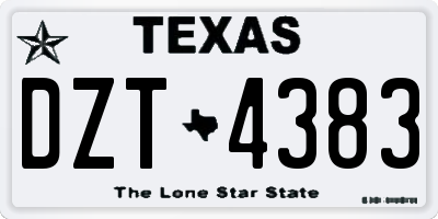 TX license plate DZT4383