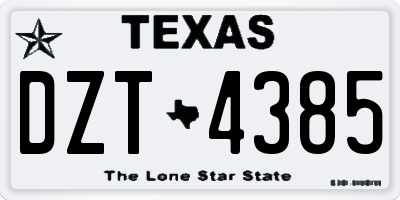 TX license plate DZT4385