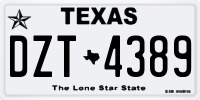 TX license plate DZT4389
