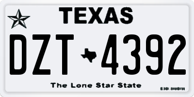 TX license plate DZT4392