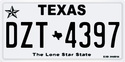 TX license plate DZT4397