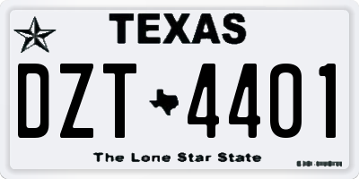 TX license plate DZT4401