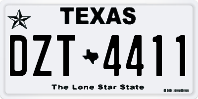 TX license plate DZT4411