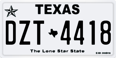 TX license plate DZT4418