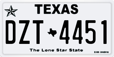 TX license plate DZT4451