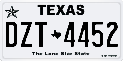 TX license plate DZT4452