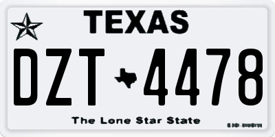 TX license plate DZT4478