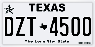 TX license plate DZT4500