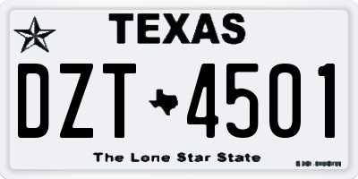 TX license plate DZT4501