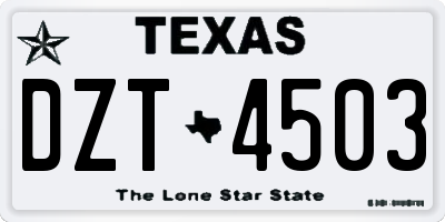 TX license plate DZT4503