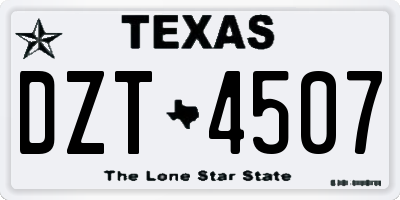 TX license plate DZT4507