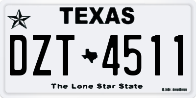 TX license plate DZT4511