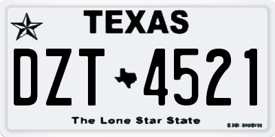 TX license plate DZT4521