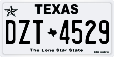 TX license plate DZT4529