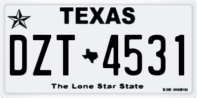 TX license plate DZT4531